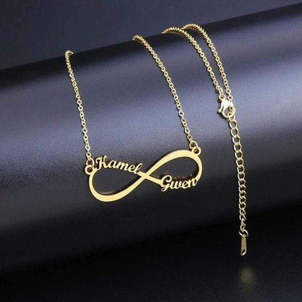 Gold Plated Infinity Design Dual Name Necklace